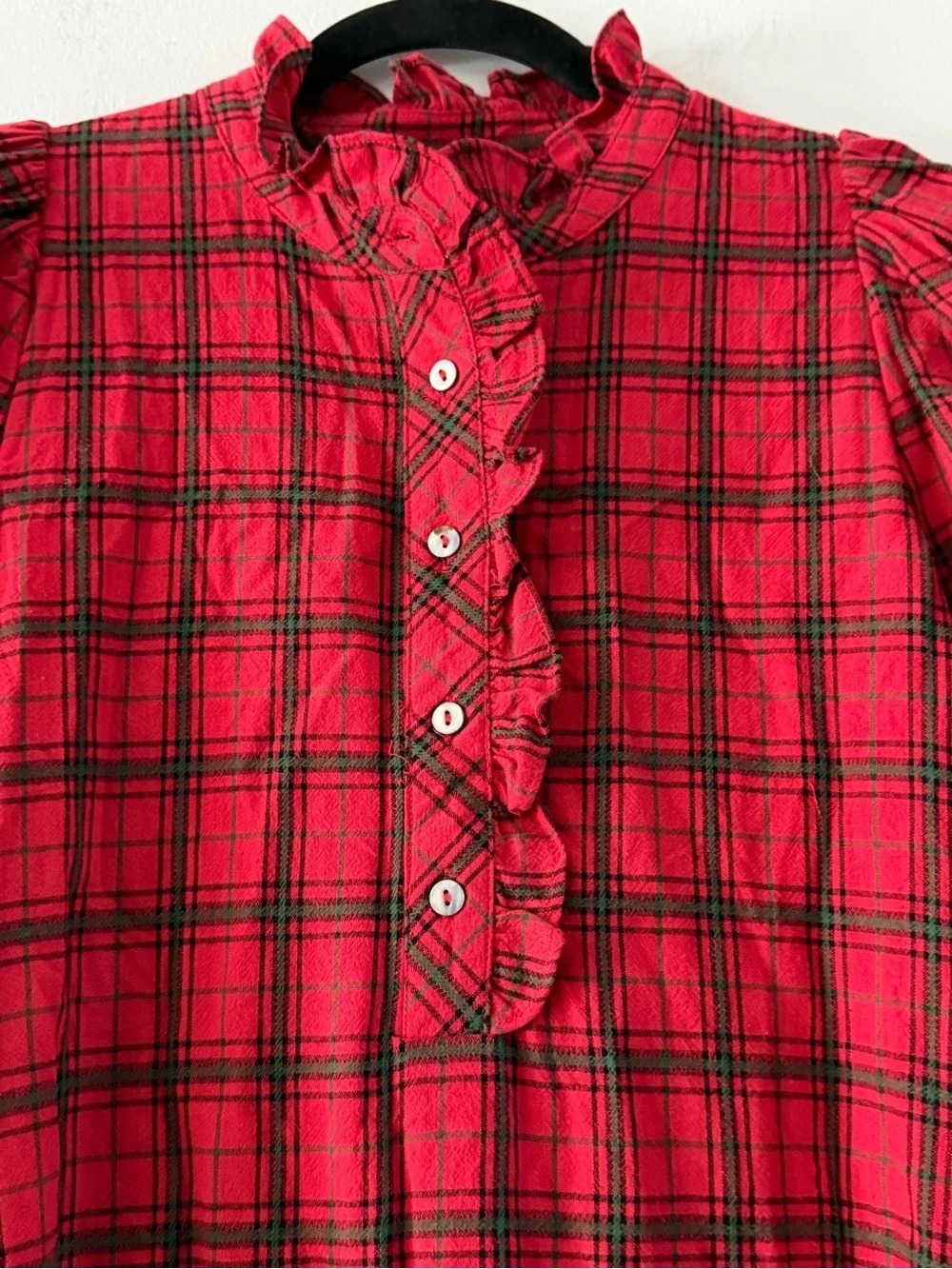 ENTRO Red Plaid Ruffle Dress - Picture 5 of 6